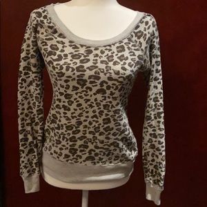 Charlotte Russe gray and brown leopard print top MD